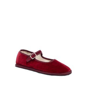 NEW Vibi Venezia Mary Jane Velvet Ballet Flats Bordeaux Red EUR 36 (US 6)